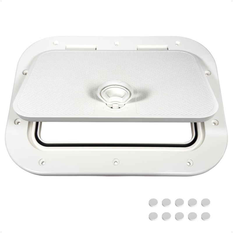 Five Oceans Boat Hatch, Marine Access Hatch, Rectangle Boat Hatch Lids, Locking Slam Latch System for Boat Yacht, 15-11/16" x 12-7/8", Off-White - FO2347 - Image 1